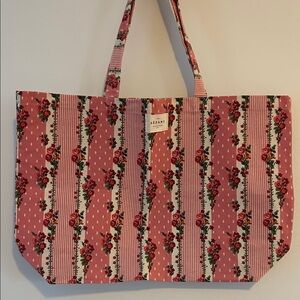 NEW Sézane Pink Floral Stripe Tote Bag